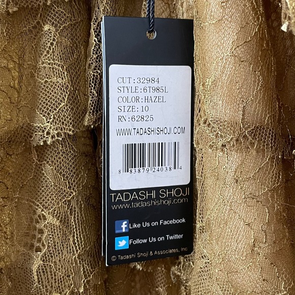 Tadashi Shoji Dress Womens 10 Hazel Tiered Lace Flutter Sleeve Gown Runway 2012 - Picture 12 of 13